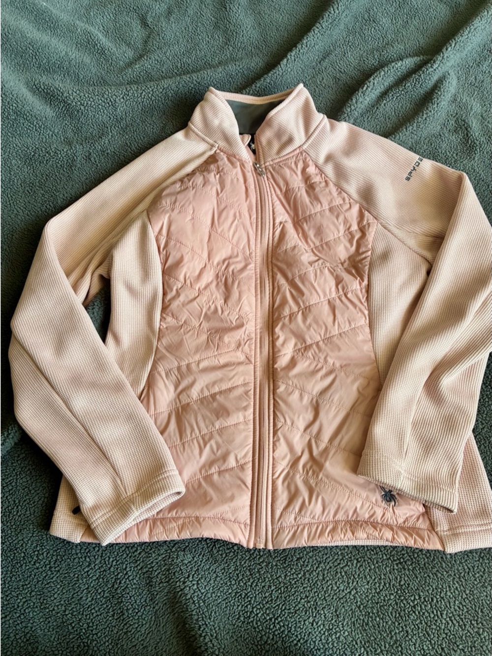 Spyder Women's Light Pink Quilted Hybrid Puffer Jacket